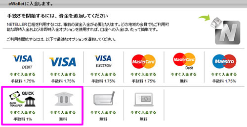 eWalletの入金一覧